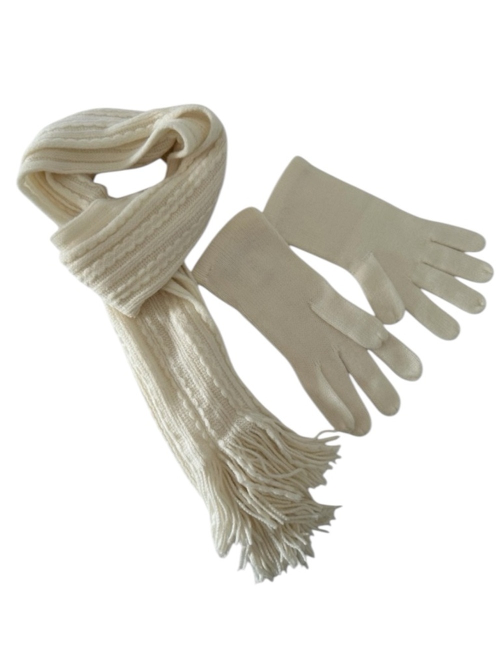 Knit Scarf and Gloves Set by New York & Company in the color cream - NWOT